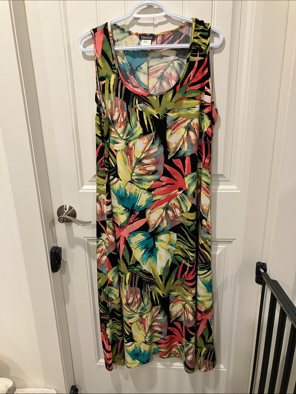 KIM & CO Maxi DRESS Sleeveless BLACK GREEN XL